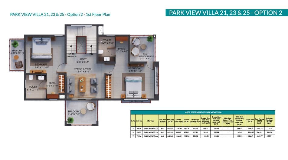 Aquaville -park view villa floor plan 2