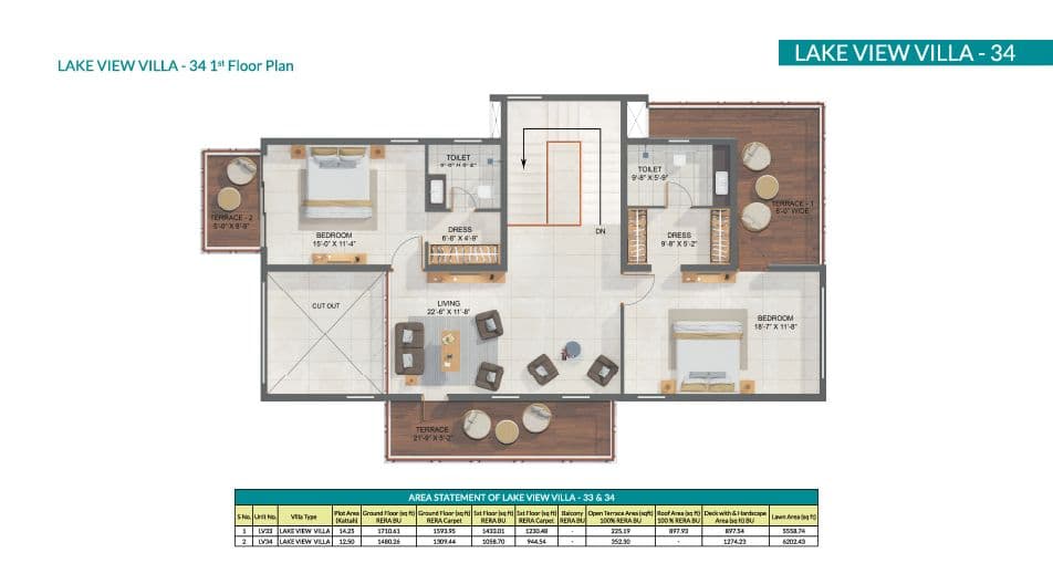 Aquaville - Lake view villa 34 floor plan