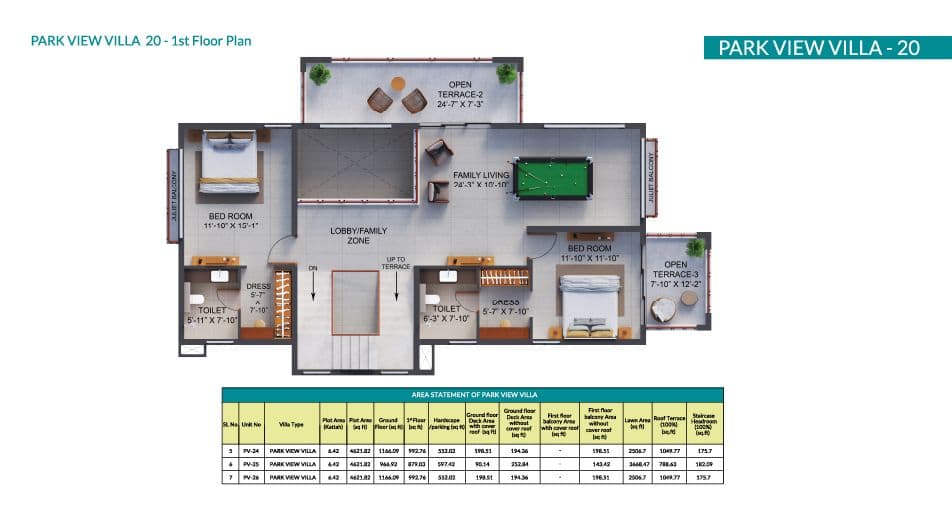 Aquaville -park view villa floor plan